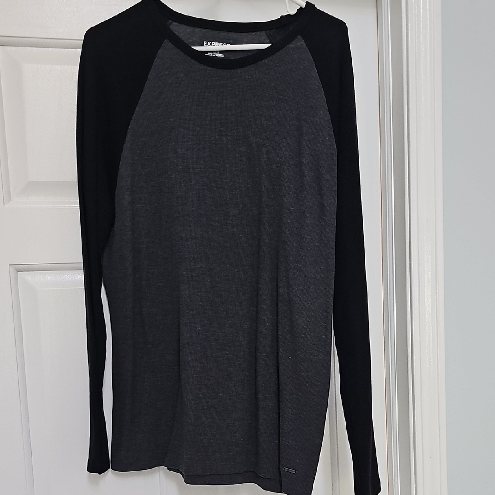 Express Black and Gray Long Sleeve Shirt Men's Sz Large